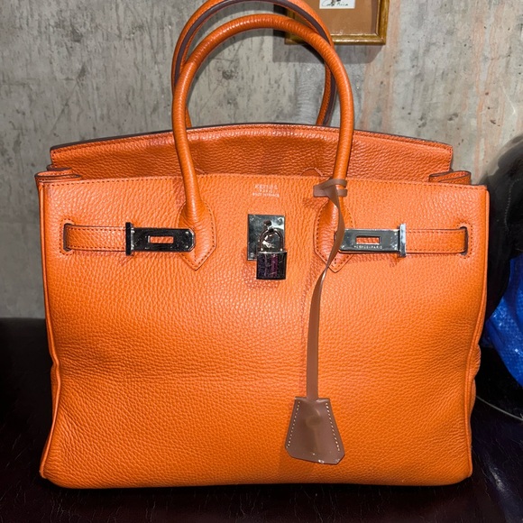 Leather Handbag Orange No Brand - Picture 2 of 10